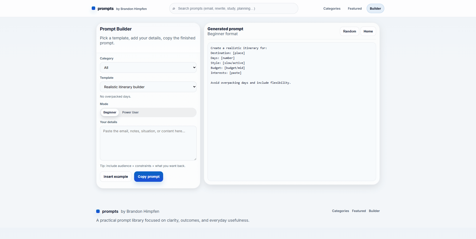 prompts: A Practical Prompt Library for Real-World Use